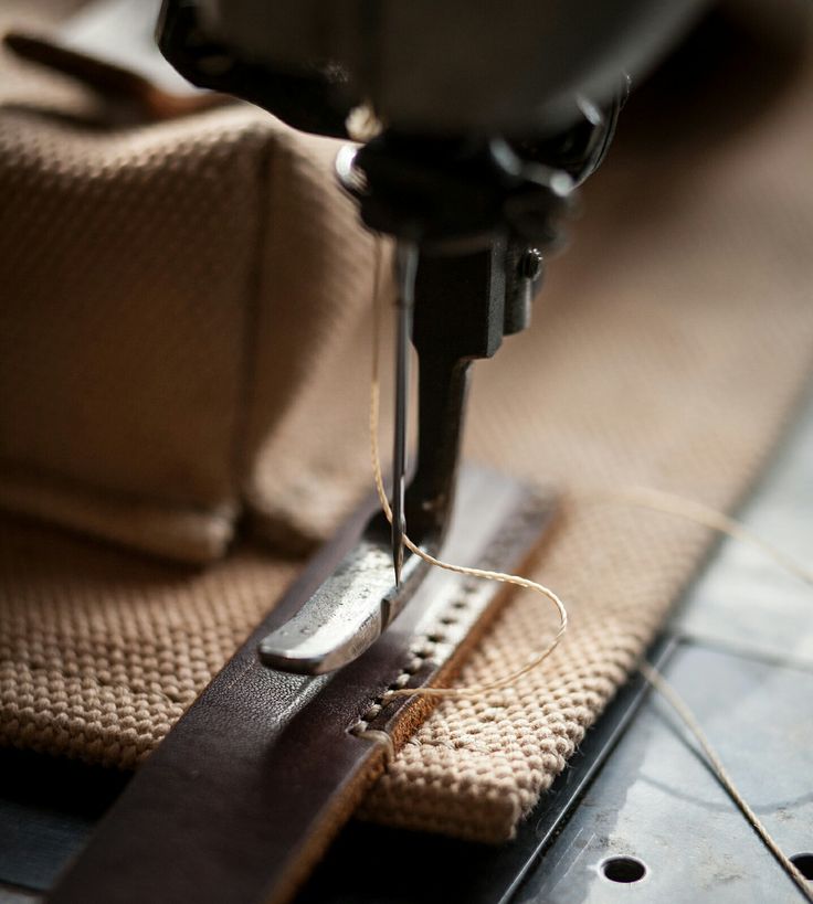 Close-up stitched leather bag