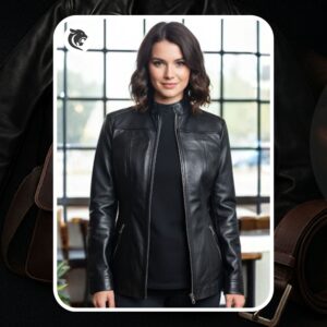 pelnoir women's leather jacket | slim fit black racer coat