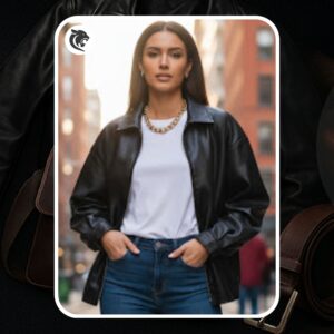 vintage 90s pelnoir black leather bomber jacket