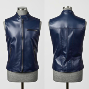 top grain leather moto vest