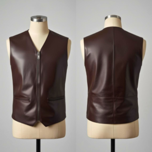 diamond stitched leather waistcoat