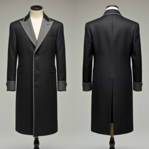 men’s formal black wool overcoat