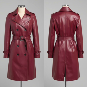 premium women’s double breasted leather trench coat | multi color